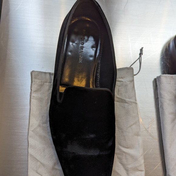 Manola Blahnik Mario Black Velvet Loafers ($845 retail, worn once, 10.5 UK) main image 4
